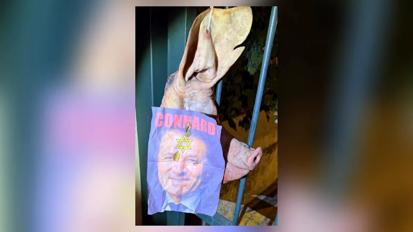 Un cap de porc legat la poartea primarului din Nisa FOTO: X