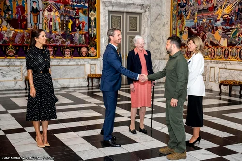 Olena și Volodimir Zelenski, la prânzul regal oferit de Regina Margrethe a II-a a Danemarcei