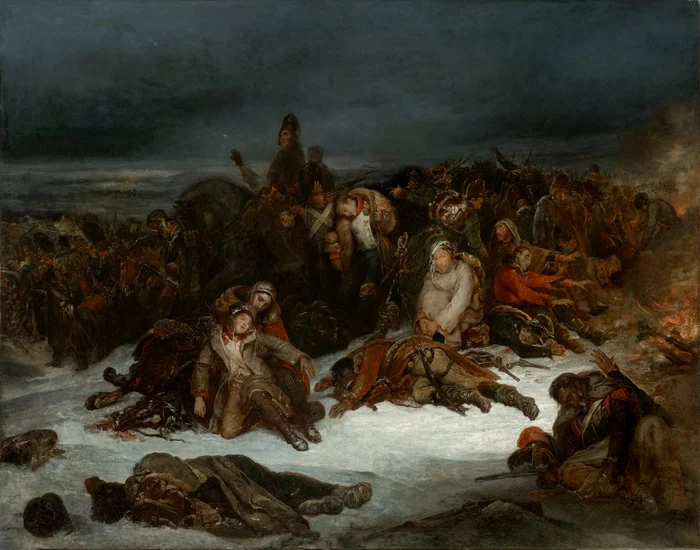 Pictură cu Retragerea armatei lui Napoleon din Rusia în 1812 Foto ale University Art Gallery