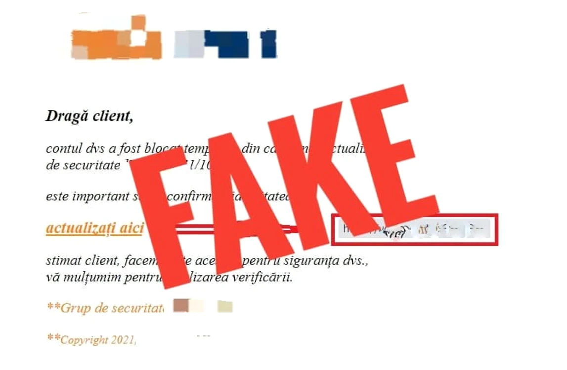 Exemplu de mesaj fake FOTO: Poliția Română