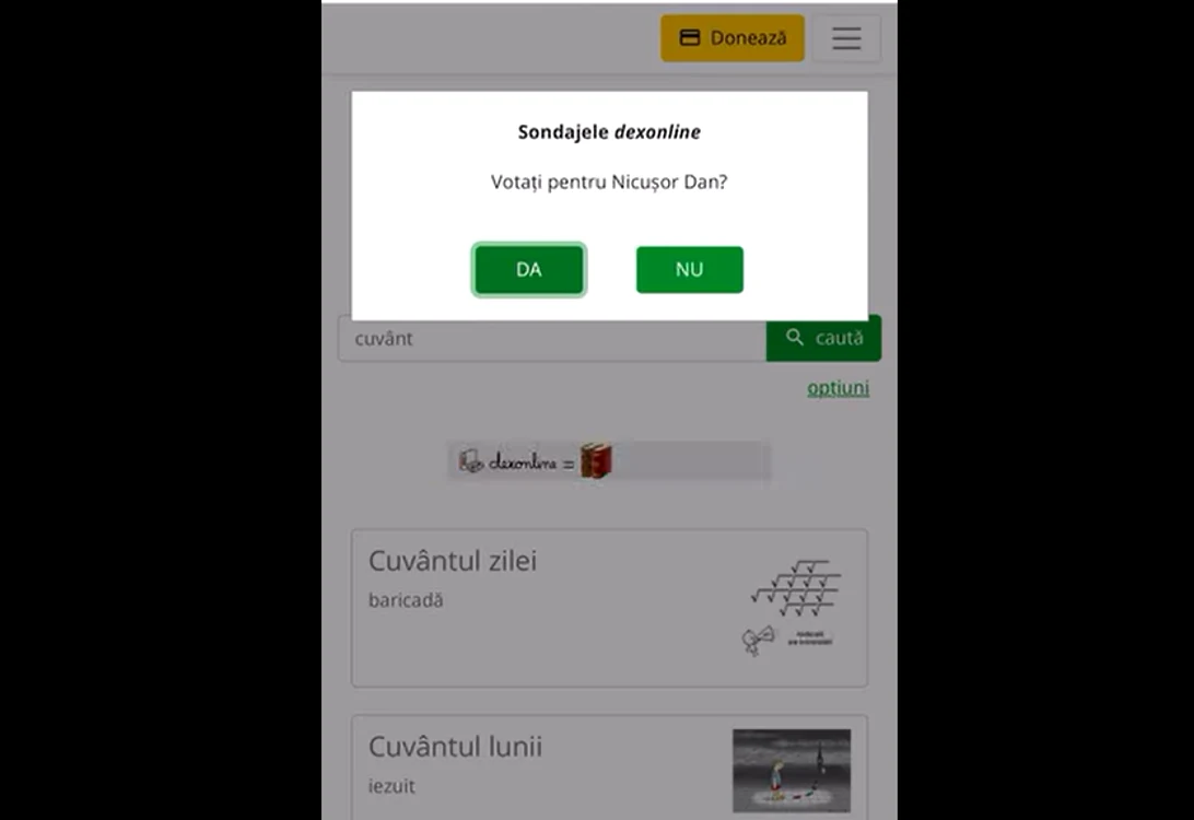 Sondajul Dexonline. FOTO captură Dexonline
