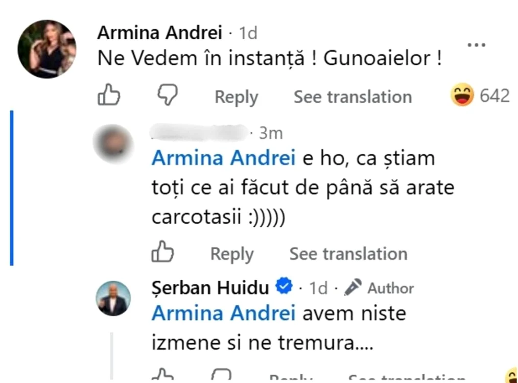 Reacția Arminei. 