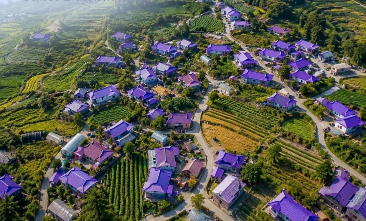 Insula Violet, locul unde totul este „pictat” în aceeași culoare / foto: captură video