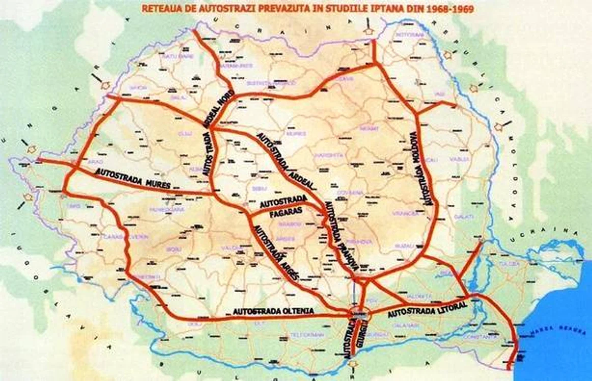 Așa arăta harta autostrăzilor, realizată în perioada 1967- 1969