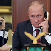 Colaj Trump Putin vorbind la telefon 
