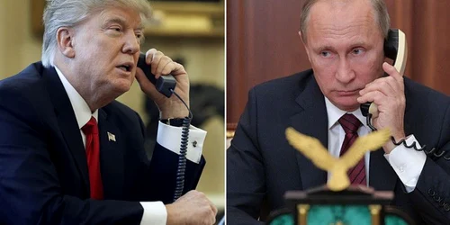 Colaj Trump Putin vorbind la telefon 