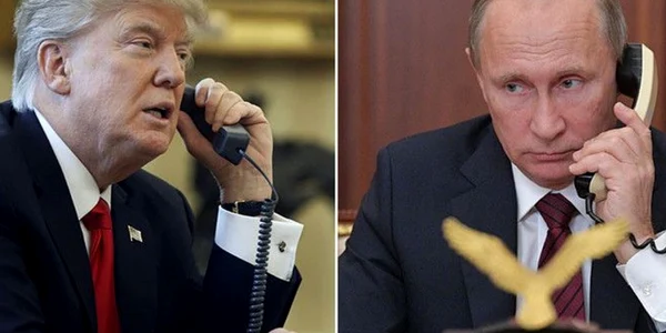 Colaj Trump Putin vorbind la telefon 