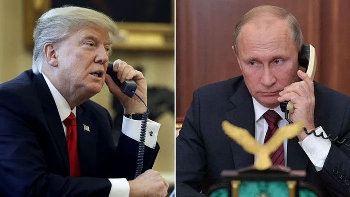 Colaj Trump Putin vorbind la telefon 