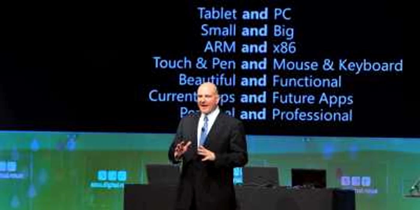 Steve Ballmer prezintă atuurile Windows 8. FOTO: Mediafax