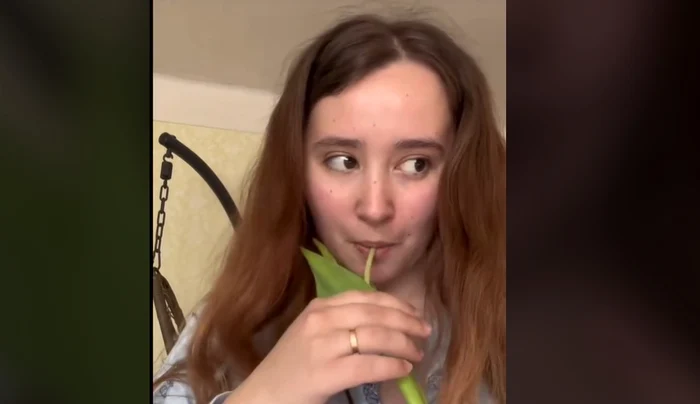 A devenit virală pe Tiktok după ce a mâncat lalele Foto: Captură video TikTok