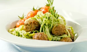 Pasta with meatballs and tomatoes jpeg
