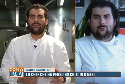 Matteo Grandi cheful Michelin care a slăbit 90 de kg în 8 luni - după și înainte Foto Mediaset Infinity