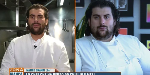 Matteo Grandi cheful Michelin care a slăbit 90 de kg în 8 luni - după și înainte Foto Mediaset Infinity