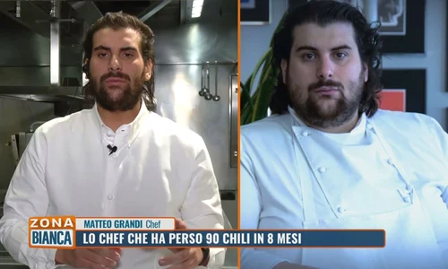 Matteo Grandi cheful Michelin care a slăbit 90 de kg în 8 luni - după și înainte Foto Mediaset Infinity
