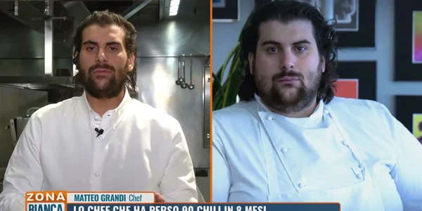 Matteo Grandi cheful Michelin care a slăbit 90 de kg în 8 luni - după și înainte Foto Mediaset Infinity