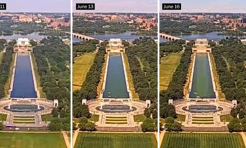Bazinul din fața Memorialului Lincoln s-a umplut din nou de alge după lucrări de aproape 15 milioane de dolari