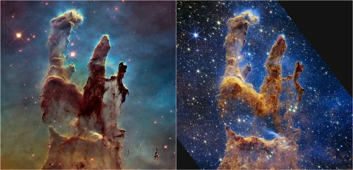 Diferența dintre poza realizata cu Hubble și James Webb FOTO NASA