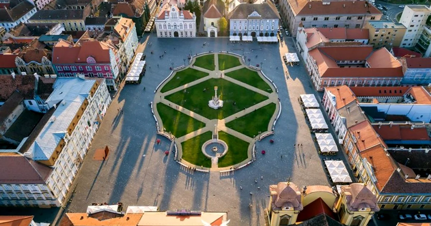 Piața Unirii din Timișoara FOTO Eye in the sky