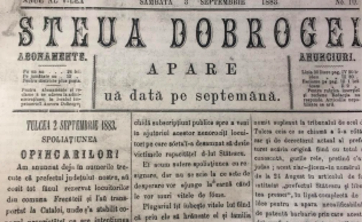 Steaua Dobrogei primul ziar românesc apărut în Dobrogea la 1879 