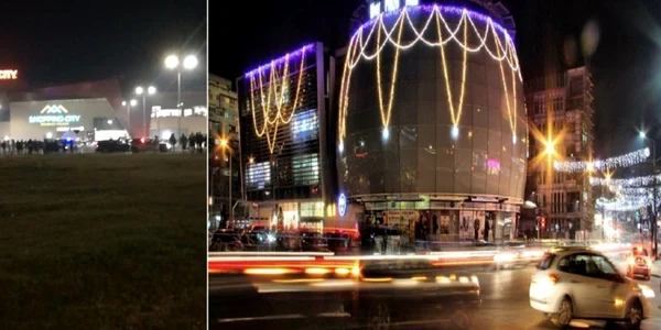 Ameninţare cu bombă la mall-urile din Vâlcea Foto colaj