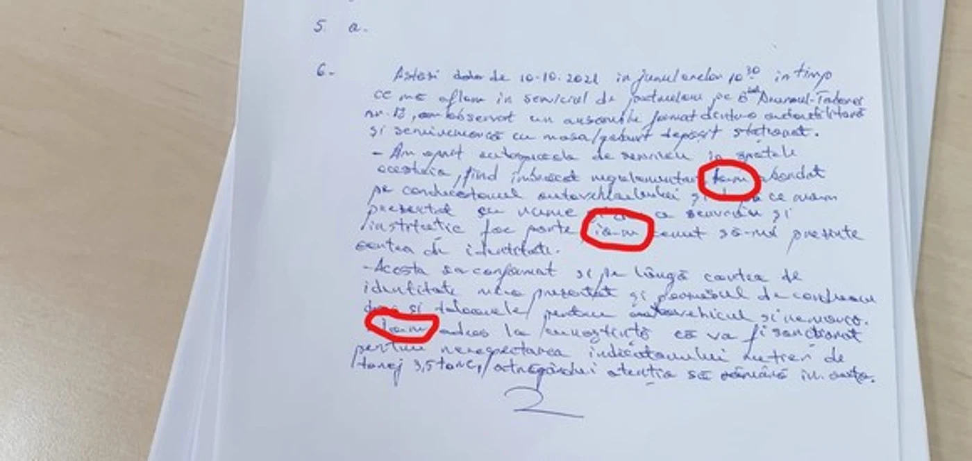 
    Text cu greșeli de ortografie: „La-m abordat”, „ia-m cerut”  