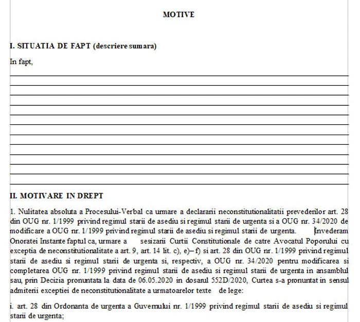 Contestația poate fi descărcată de pe internet. Așa arată pagina a doua