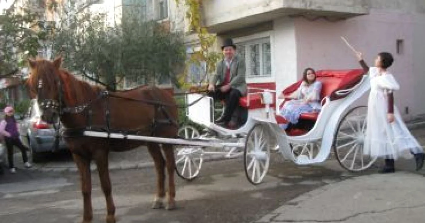 Focşani: Trăsura-taxi a fost vedetă la petrecerea liceenilor