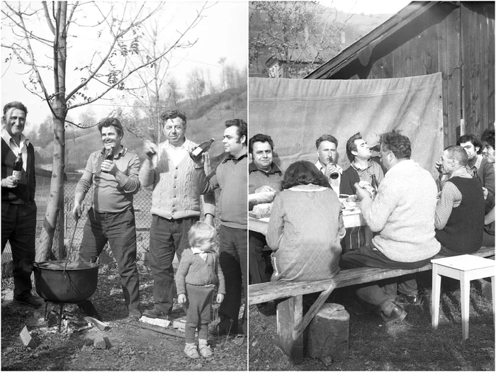 1978 - O bere la sticlă, o tocană la ceaun şi multă voie bună. Fotografii: Facebook / Ioana Ciolea