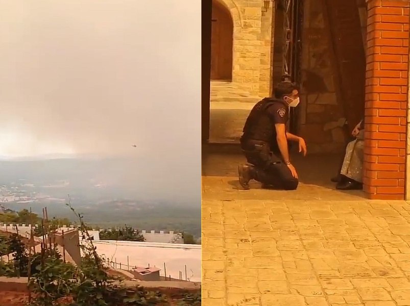 Imagini șocante în Grecia mistuită de incendii. Un polițist le roagă în genunchi pe călugărițe să evacueze o mânăstire VIDEO