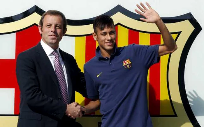 Sandro Rosell şi Neymar, la momentul transferului