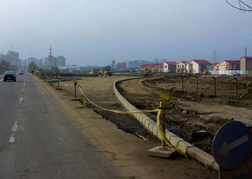 Lucrări la sensul giratoriu din Orizont