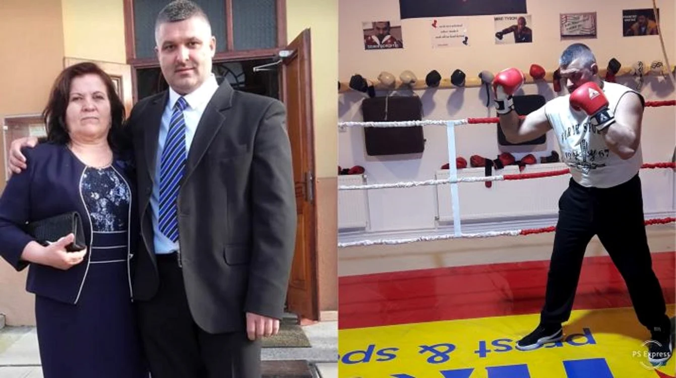 Gigi Iliescu ex politist antrenor de box alături de mama sa fostă primăriță Colaj Gazeta Vâlceană
