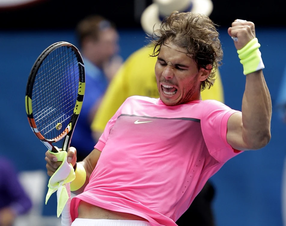 Nadal, descătuşat după succesul în faţa lui Kevin Anderson, în optimi, la Australian Open. FOTO: AP
