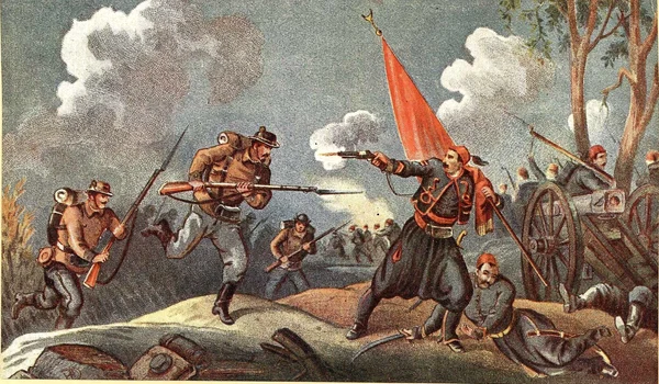 2  Atacul la Baioneta 1877 Razb Independenta Capturarea unui steag turcesc Urmarire cu baioneta jpg