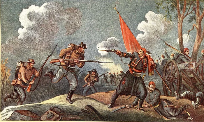2  Atacul la Baioneta 1877 Razb Independenta Capturarea unui steag turcesc Urmarire cu baioneta jpg