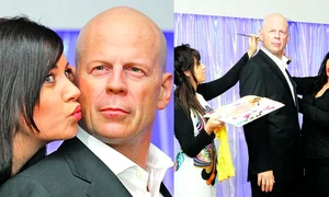 Pentru ca, zi de zi,  Willis din ceară să arate  impecabil, e machiat, cu  atenţie, de către fetele  care se ocupă  de statui    jpeg