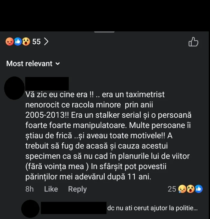 Mărturisirea făcută de persoana în cauză / foto: captură Facebook