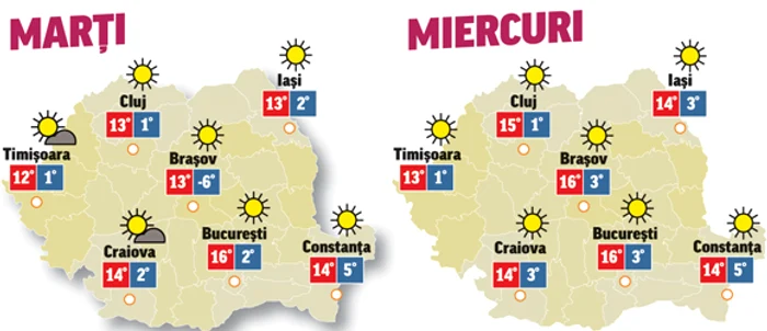 Prognoza meteo pentru următoarele două zile anunță că vremea se menține frumoasă