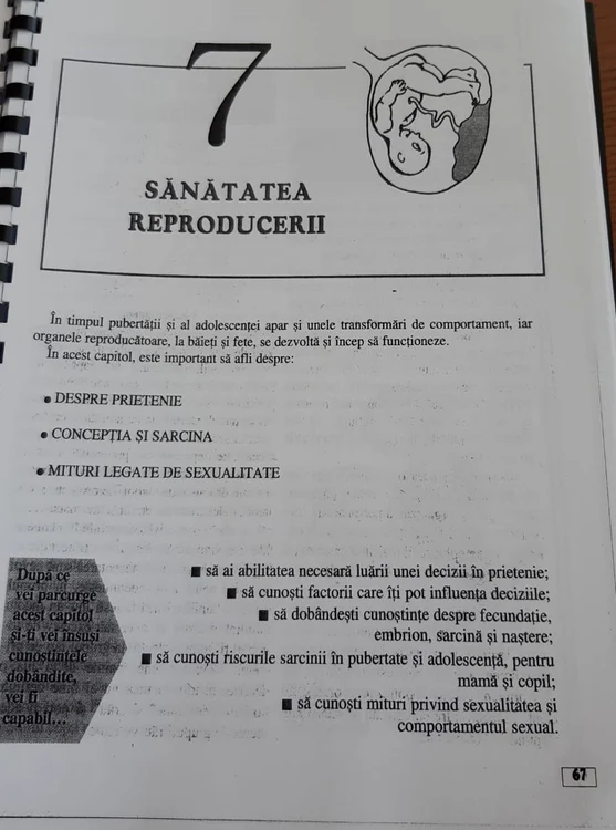 Capitolul despre „educația sexuală” se studiază din clasa a VI-a