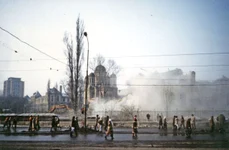 Demolarea Spitalului Brâncovenesc, în martie 1984 (© Arhivele Naționale ale României, SATCD, Colecția Documente Fotografice, fotografia FI 9295-2)