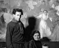 Valentina Rusu Ciobanu în atelier, Chișinău, 1957  În imagine (de la stânga la dreapta) Glebus Sainciuc, Valentina Rusu Ciobanu, Lică Sainciuc și pisica Ciufulică  jpg
