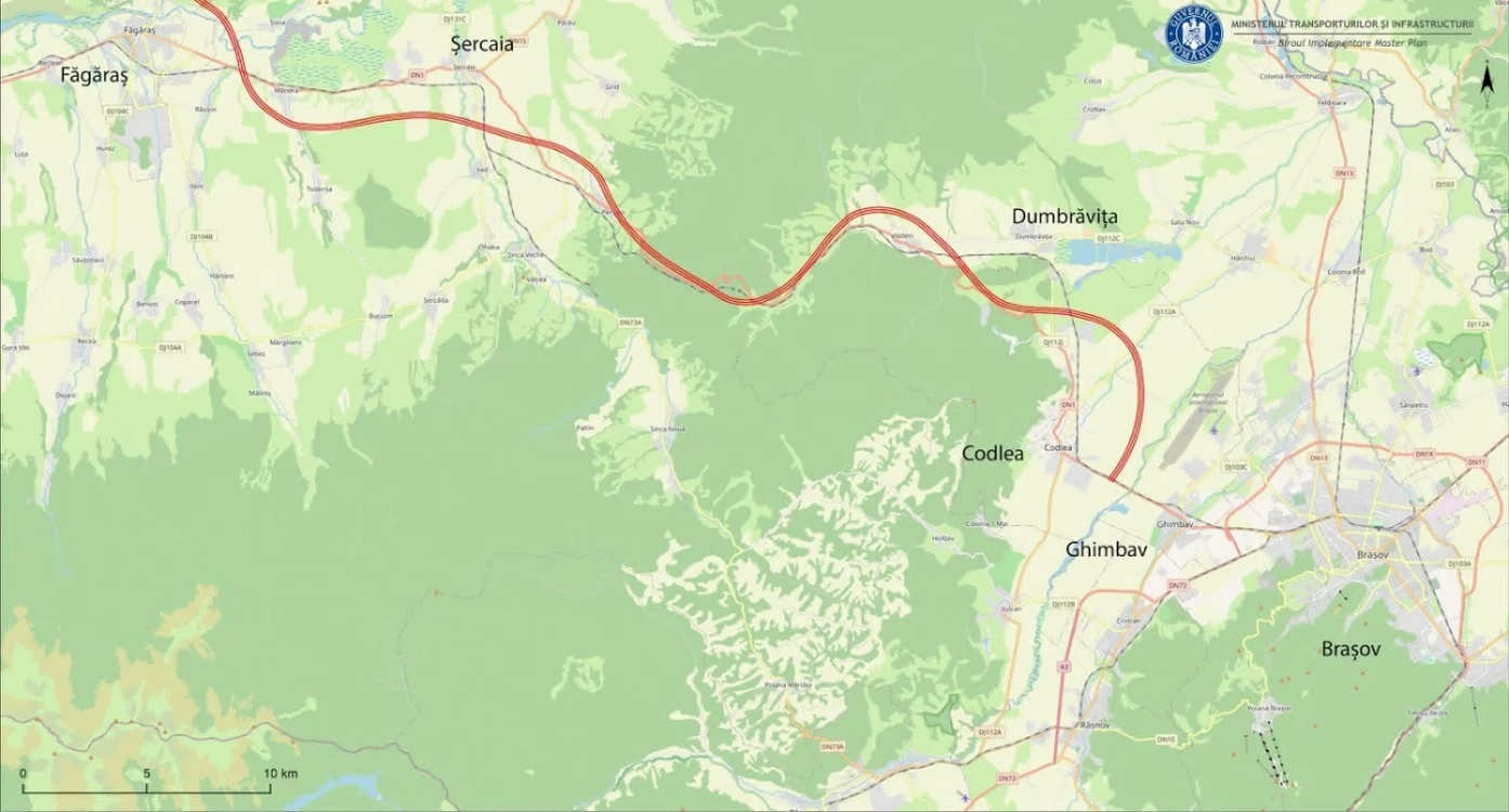 harta traseu autostrada brasov fagaras
