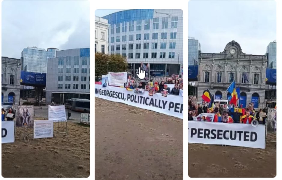 „Noi l-am votat, voi l-ați arestat!” Protest al susținătorilor lui Călin Georgescu în fața Parlamentului European. Mesajul Cristelei Georgescu