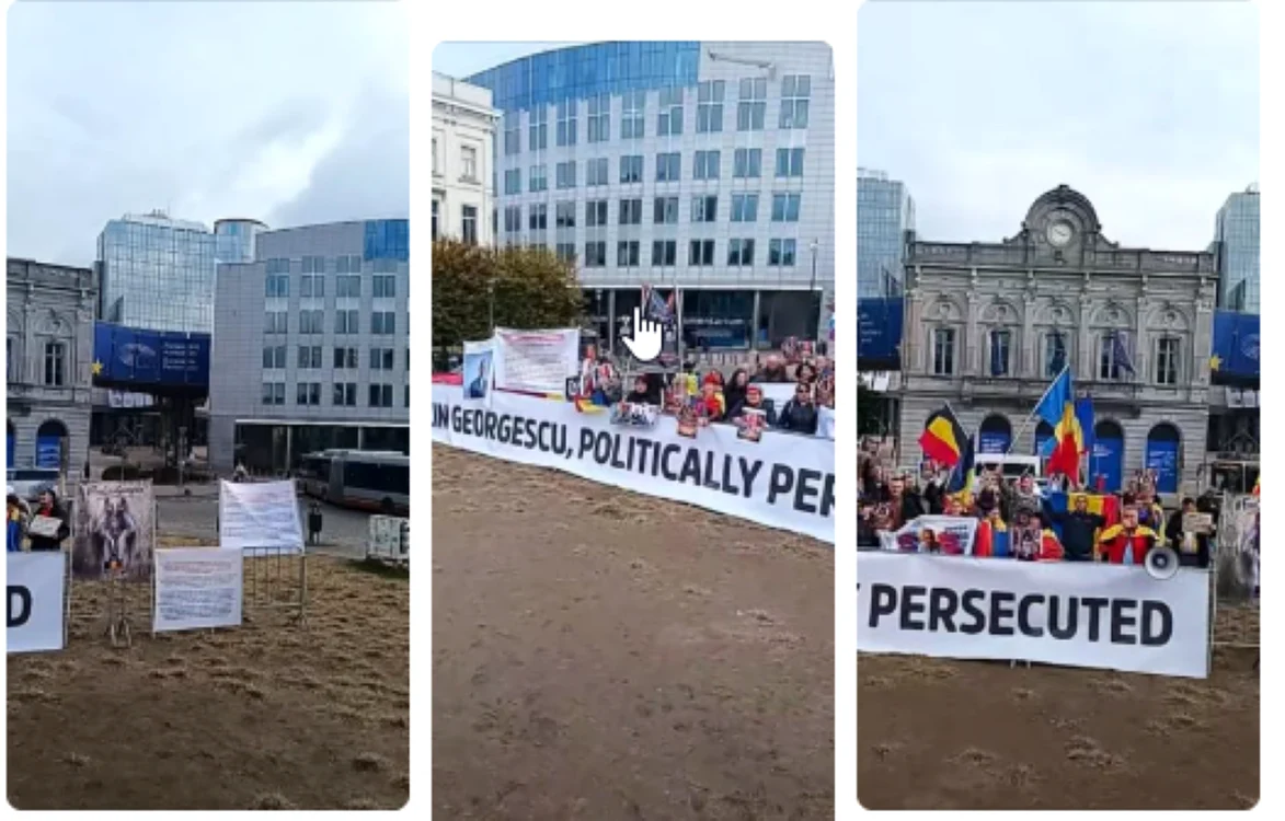 Căţiva susţinători ai lui Călin Georgescu a protestat diminică la Bruxelles.