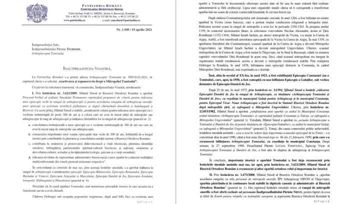 Adresa sinod IPS teodosie
