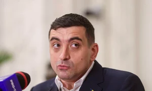 Președintele AUR, George Simion, face declarații de presă după depunerea moțiunii FOTO Inquam Photos / Octav Ganea