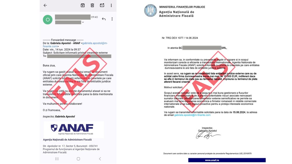Noi mesaje false, transmise în numele ANAF