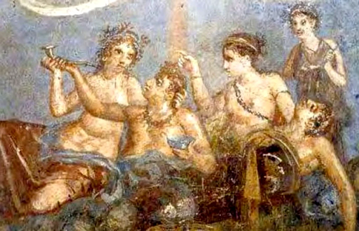 Frescă din oraşul antic Pompeii.