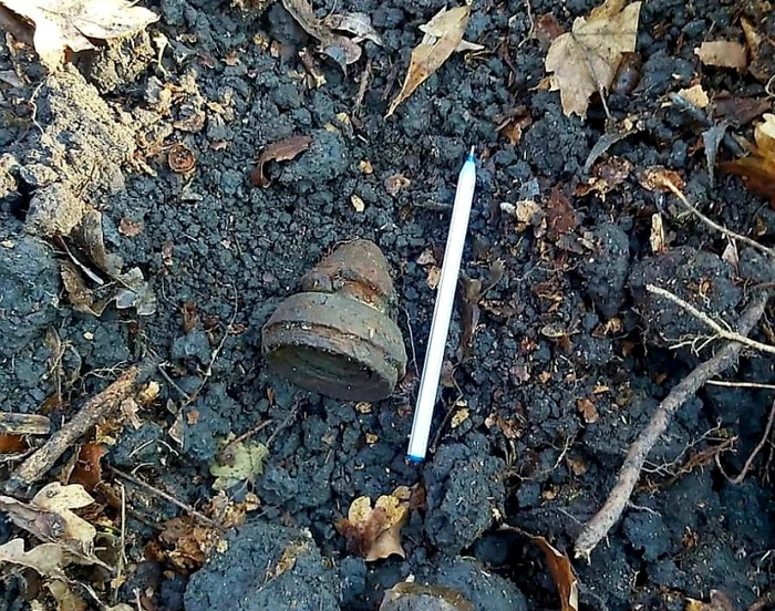 Muniție neexplodată. FOTO ISU Giurgiu