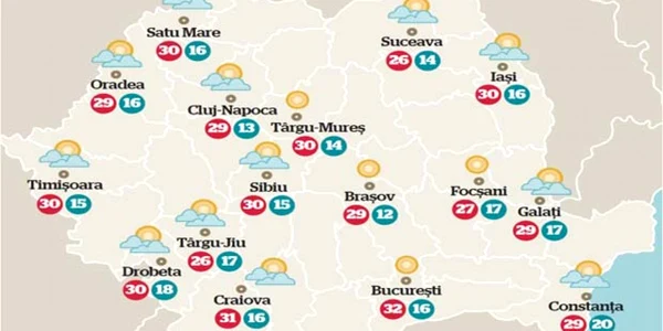 Temperaturile în weekend 